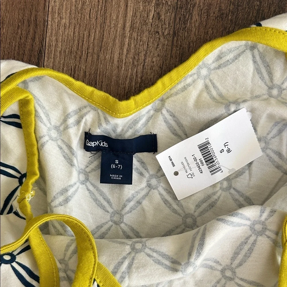 GAP Navy and White Kids Dress with Yellow Trim